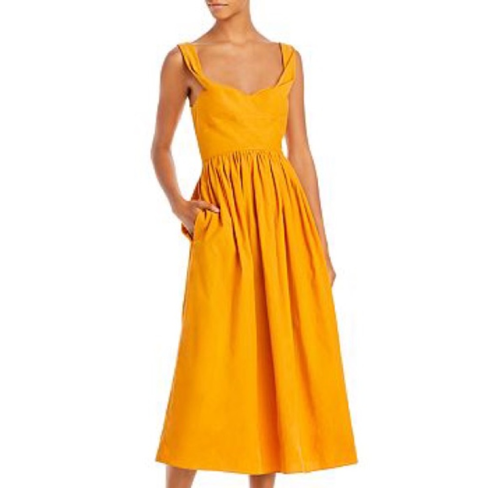 New Rebecca Taylor Slub Sateen Midi Dress
